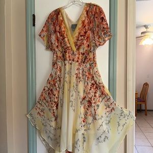 Rabbit Rabbit Rabbit Yellow Floral Chiffon Dress Size 10